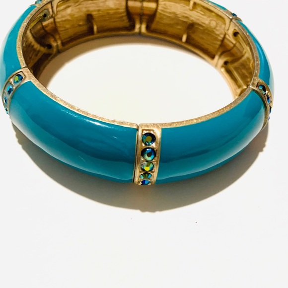 Vintage Blue Jeweled Bangle - Picture 5 of 7